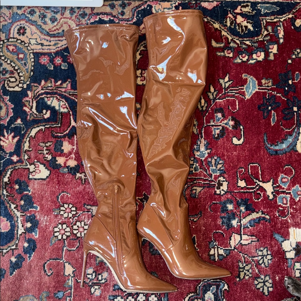 Steve Madden Glossy Tan Over-the-Knee Boots
